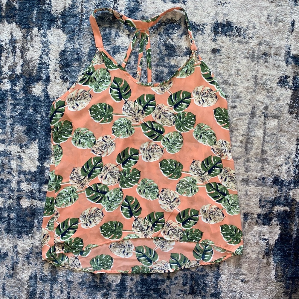 PAPER CRANE Tropical Leaf Print Tank